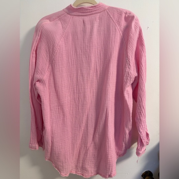 We The Free Pink Frayed Gauze Button Shirt - xs - Picture 3 of 7